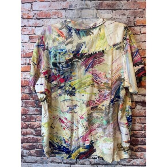 Jams World Honolulu short sleeve color dance shirt button up women's size XXL - Picture 6 of 6